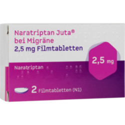Verpackungsbild(Packshot) von NARATRIPTAN Juta bei Migräne 2,5 mg Filmtabletten