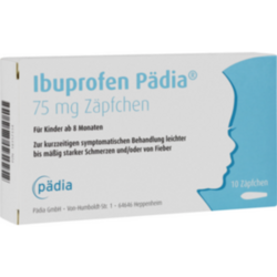 Verpackungsbild (Packshot) von IBUPROFEN Pädia 75 mg Zäpfchen