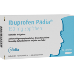 Verpackungsbild (Packshot) von IBUPROFEN Pädia 150 mg Zäpfchen