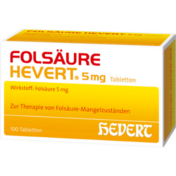 Verpackungsbild (Packshot) von FOLSÄURE HEVERT 5 mg Tabletten