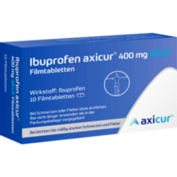 Verpackungsbild (Packshot) von IBUPROFEN axicur 400 mg akut Filmtabletten
