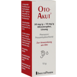 Verpackungsbild (Packshot) von OTOAKUT 50 mg/g + 10 mg/g Ohrentropfen Lösung