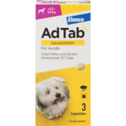 Verpackungsbild (Packshot) von ADTAB 112 mg Kautabletten für Hunde >2,5—5,5 kg
