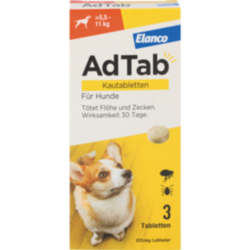 Verpackungsbild (Packshot) von ADTAB 225 mg Kautabletten für Hunde >5,5-11 kg