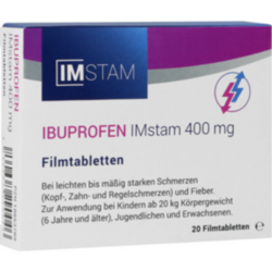 Verpackungsbild (Packshot) von IBUPROFEN IMstam 400 mg Filmtabletten