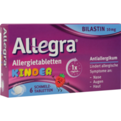 Verpackungsbild (Packshot) von ALLEGRA Allergietabletten Kinder 10 mg Schmelztab.
