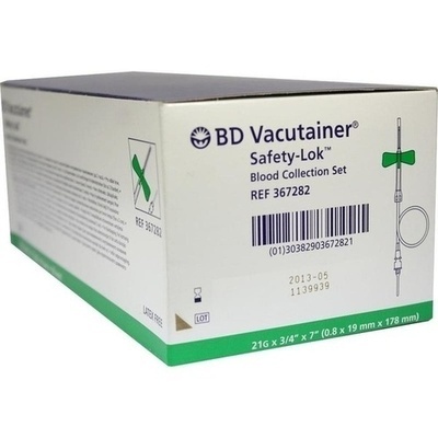 BD VACUTAINER Safety Lok 21 G 18 cm Blutentn.Set