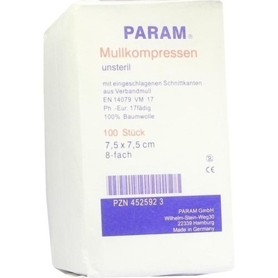 PARAM Mullkompressen 7,5 cm x 7,5 cm unsteril 8-fach
