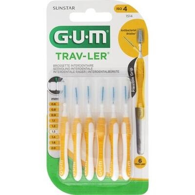 GUM TRAV-LER 1,3mm Tanne gelb Interdental+6Kappen GUM TRAV-LER 1,3mm Tanne gelb Interdental+6Kappen