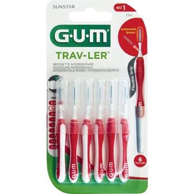 GUM TRAV-LER 0,8mm Kerze rot Interdental+6Kappen GUM TRAV-LER 0,8mm Kerze rot Interdental+6Kappen