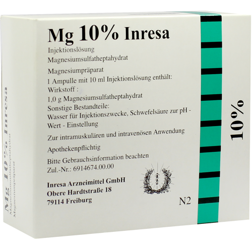 Verpackungsbild(Packshot) von MG 10% Inresa Injektionslösung