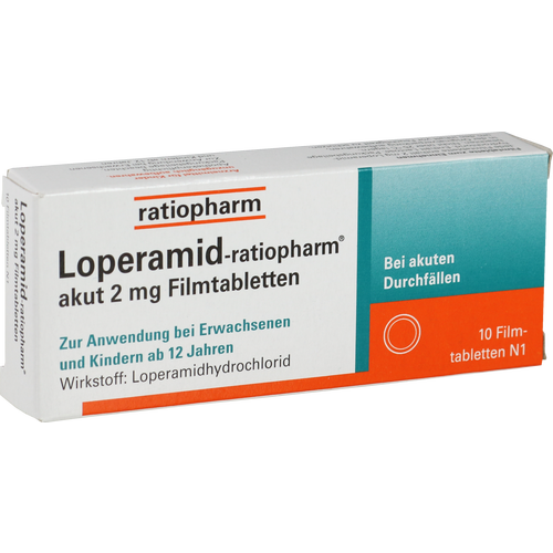 Verpackungsbild(Packshot) von LOPERAMID-ratiopharm akut 2 mg Filmtabletten