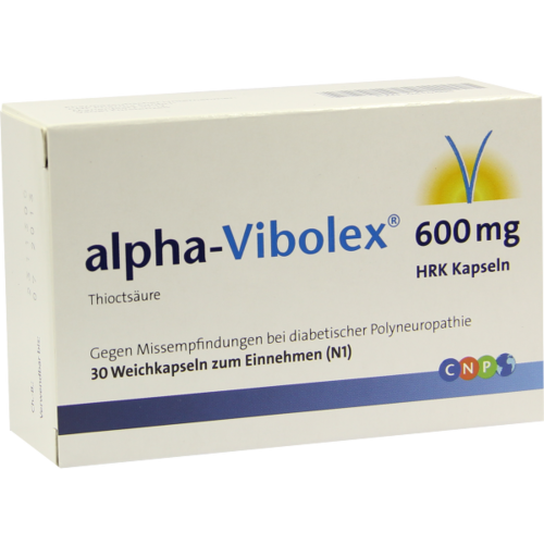 Verpackungsbild(Packshot) von ALPHA VIBOLEX 600 mg HRK Weichkapseln