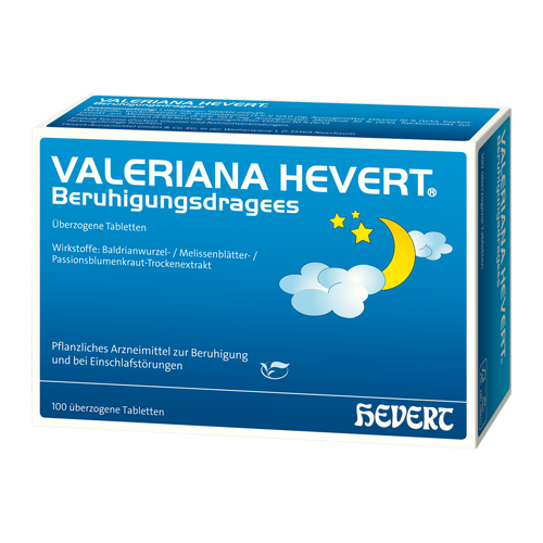Verpackungsbild(Packshot) von VALERIANA HEVERT Beruhigungsdragees
