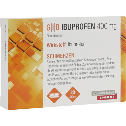 Verpackungsbild(Packshot) von GIB Ibuprofen 400 mg Filmtabletten