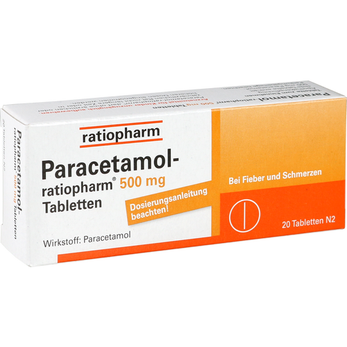 Verpackungsbild(Packshot) von PARACETAMOL-ratiopharm 500 mg Tabletten