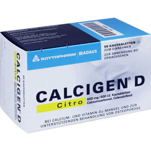 Verpackungsbild(Packshot) von CALCIGEN D Citro 600 mg/400 I.E. Kautabletten