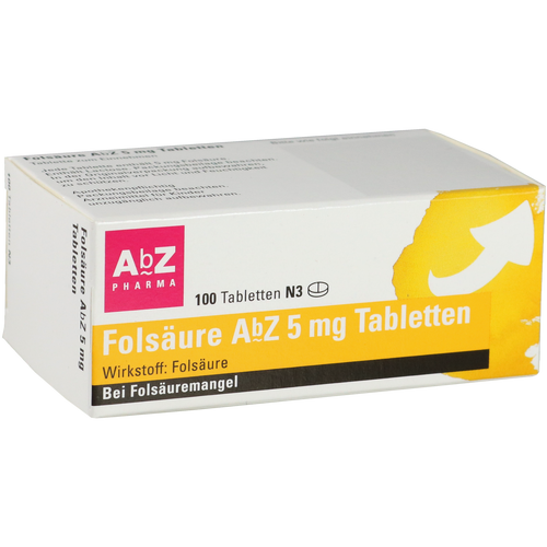 Verpackungsbild(Packshot) von FOLSÄURE AbZ 5 mg Tabletten