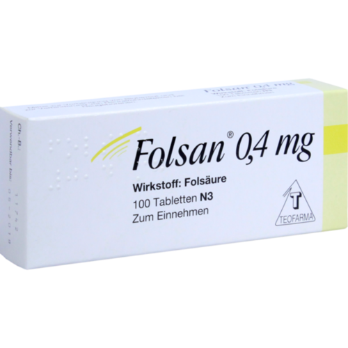 Verpackungsbild(Packshot) von FOLSAN 0,4 mg Tabletten