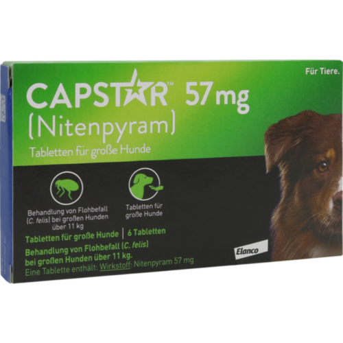 Verpackungsbild(Packshot) von CAPSTAR 57 mg Tabletten f.große Hunde