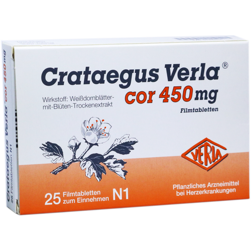Verpackungsbild(Packshot) von CRATAEGUS VERLA Cor 450 mg Filmtabletten