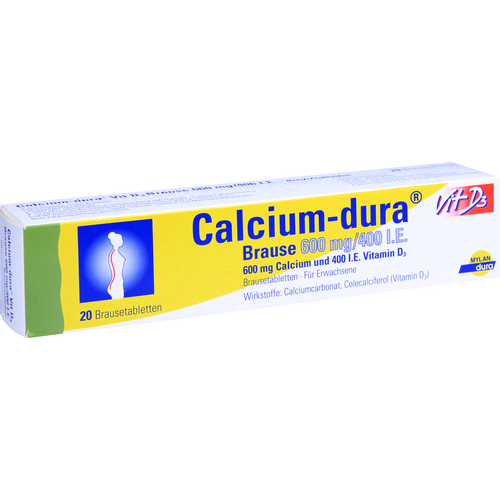 Verpackungsbild(Packshot) von CALCIUM DURA Vit D3 Brause 600 mg/400 I.E.