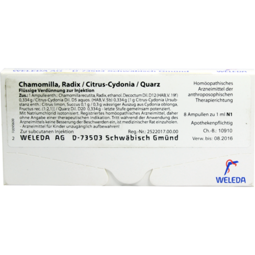 Verpackungsbild(Packshot) von CHAMOMILLA RADIX Citrus Cydonia/Quarz Ampullen