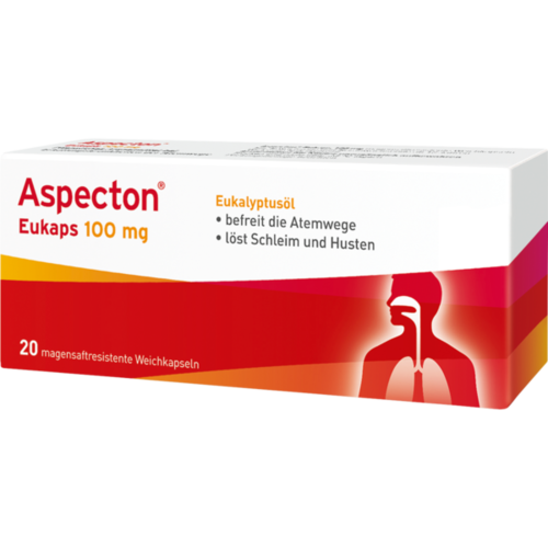 Verpackungsbild(Packshot) von ASPECTON Eukaps 100 mg magensaftres.Weichkapseln