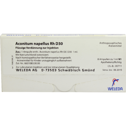 Verpackungsbild(Packshot) von ACONITUM NAPELLUS Rh D 30 Ampullen