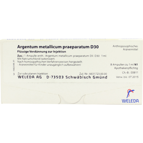 Verpackungsbild(Packshot) von ARGENTUM METALLICUM praeparatum D 30 Ampullen