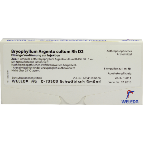 Verpackungsbild(Packshot) von BRYOPHYLLUM ARGENTO cultum Rh D 2 Ampullen
