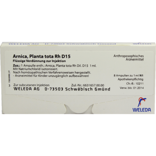 Verpackungsbild(Packshot) von ARNICA PLANTA tota Rh D 15 Ampullen