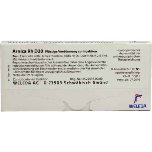 Verpackungsbild(Packshot) von ARNICA RH D 20 Ampullen