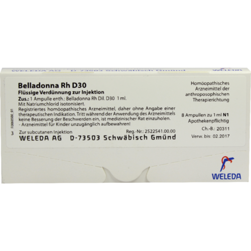 Verpackungsbild(Packshot) von BELLADONNA RH D 30 Ampullen