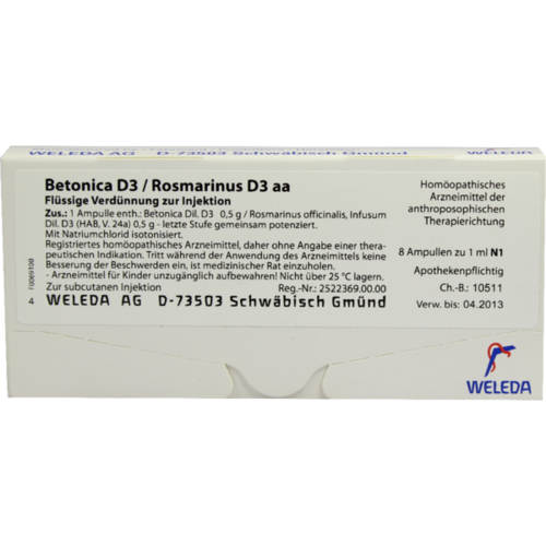 Verpackungsbild(Packshot) von BETONICA D 3/Rosmarinus D 3 Ampullen