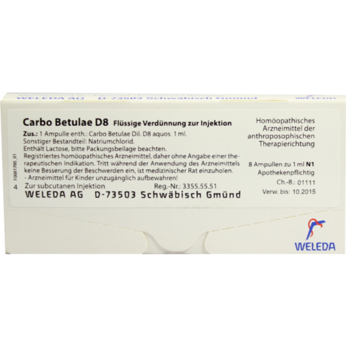 Verpackungsbild(Packshot) von CARBO BETULAE D 8 Ampullen