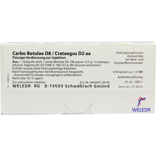 Verpackungsbild(Packshot) von CARBO BETULAE D 8/Crataegus D 2 aa Ampullen