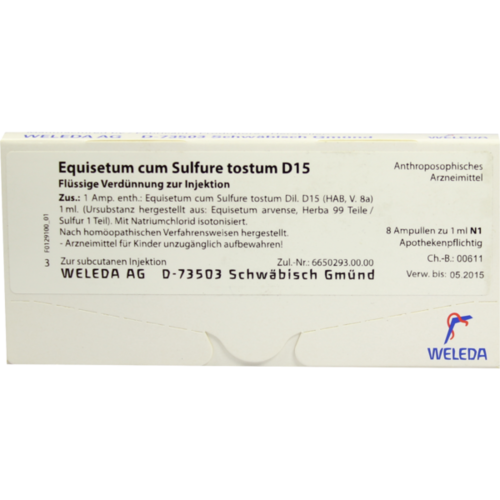 Verpackungsbild(Packshot) von EQUISETUM CUM Sulfure tostum D 15 Ampullen