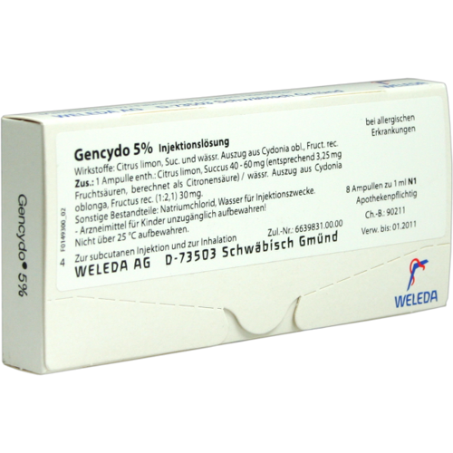 Verpackungsbild(Packshot) von GENCYDO 5% Injektionslösung