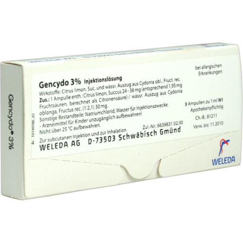 Verpackungsbild(Packshot) von GENCYDO 3% Injektionslösung