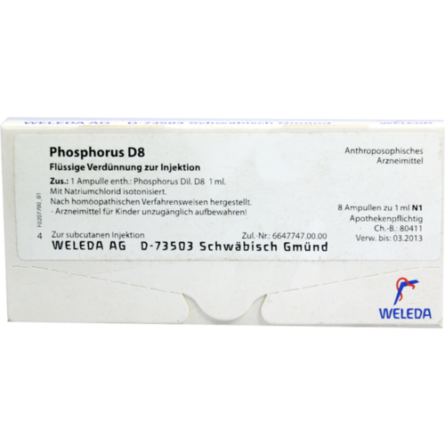Verpackungsbild(Packshot) von PHOSPHORUS D 8 Ampullen