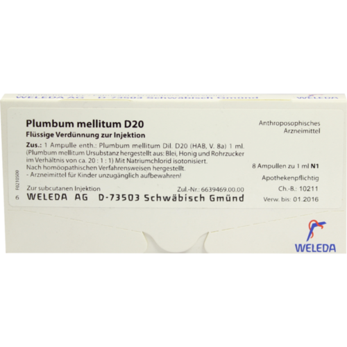Verpackungsbild(Packshot) von PLUMBUM MELLITUM D 20 Ampullen