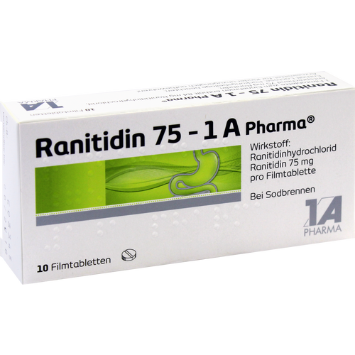 Verpackungsbild(Packshot) von RANITIDIN 75-1A Pharma Filmtabletten