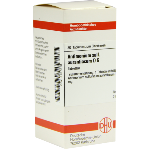 Verpackungsbild(Packshot) von ANTIMONIUM SULFURATUM aurantiacum D 6 Tabletten