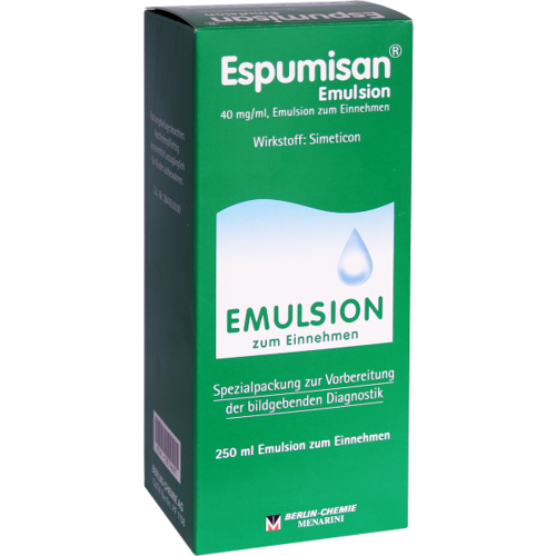 Verpackungsbild(Packshot) von ESPUMISAN Emulsion f. bildgebende Diagnostik
