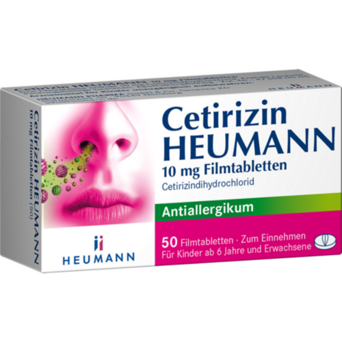 Verpackungsbild(Packshot) von CETIRIZIN Heumann 10 mg Filmtabletten