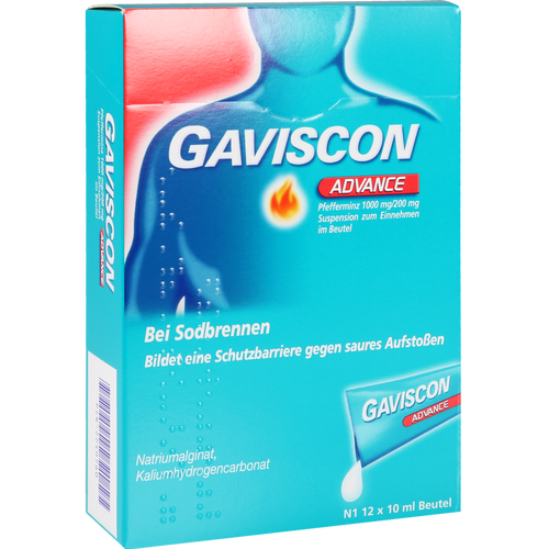 Verpackungsbild(Packshot) von GAVISCON Advance Pfefferminz Suspension