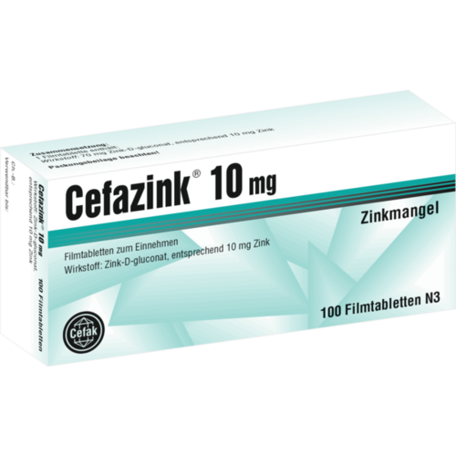 Verpackungsbild(Packshot) von CEFAZINK 10 mg Filmtabletten