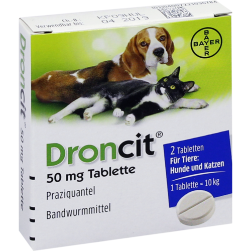 Verpackungsbild(Packshot) von DRONCIT 50 mg Tabletten für Hunde/Katzen