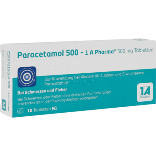 Verpackungsbild(Packshot) von PARACETAMOL 500-1A Pharma Tabletten